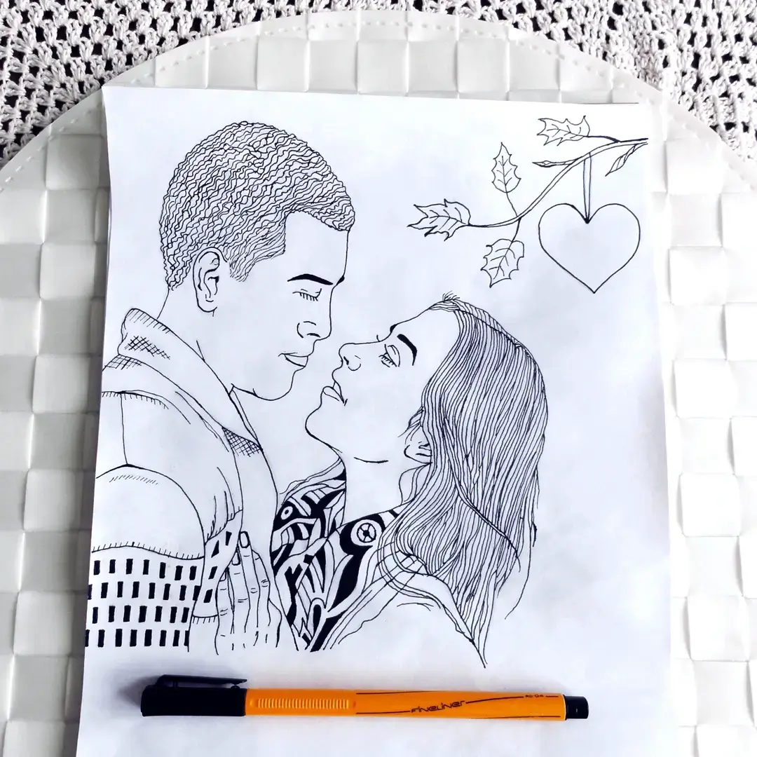 A couple in love - ink drawing A couple in love - ink drawing