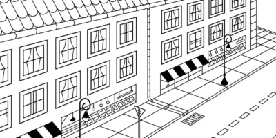 Cyfrowy rysunek ulicy miasta