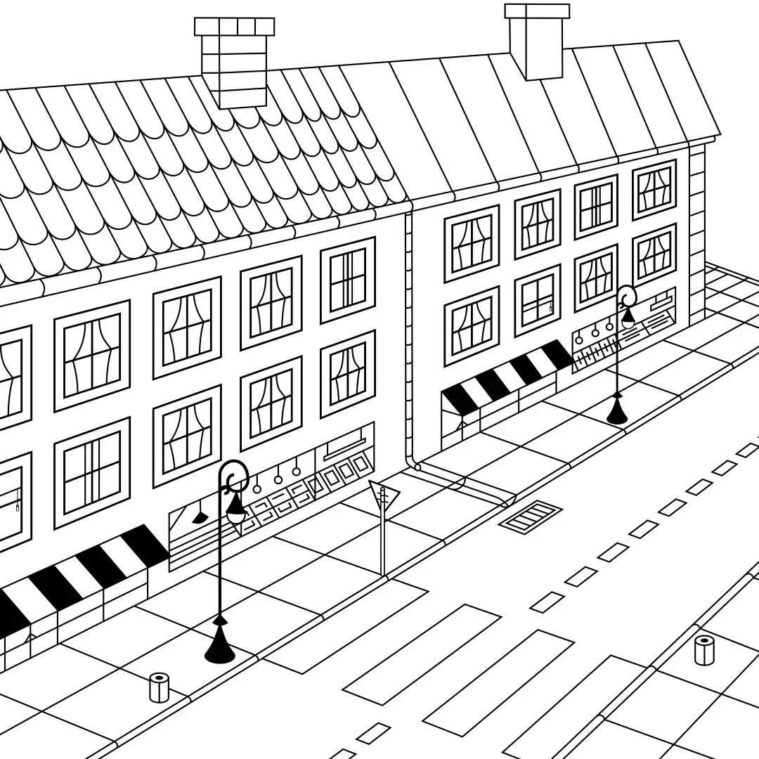 Digital drawing of a city street Digital drawing of a city street