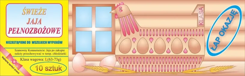 Graphic design "Sitting hen" - design etiquette on packages for eggs