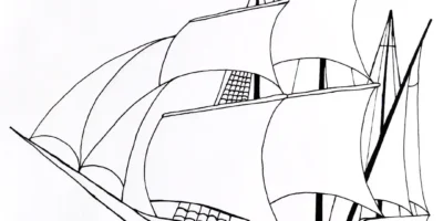 Ship at sea drawn on Inktober